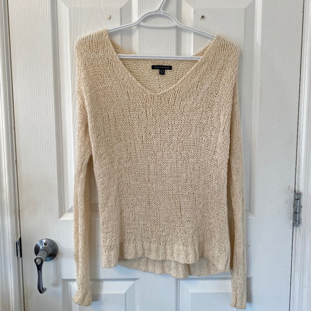 American Eagle Cream Knit Sweater